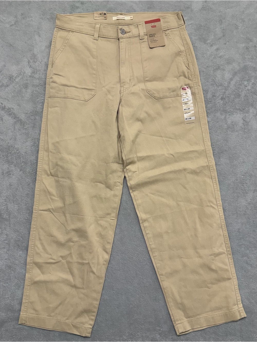 NEW Levis Baggy Cargo Pants Womens 30x29 Beige High Rise Utility